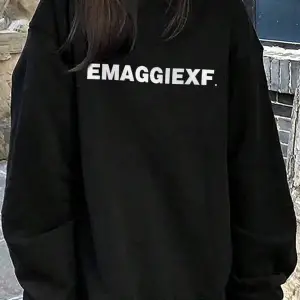 Harfli Grafik Düşük Omuz Oversize Sweat Gri