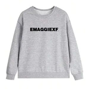 Harfli Grafik Düşük Omuz Oversize Sweat Gri