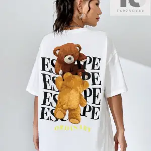 Harfli Grafik Düşük Omuz Oversize Tişört