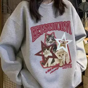 Harfli Grafik Düşük Sweat Beyaz