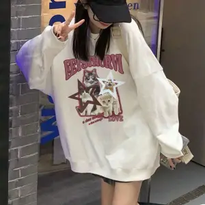 Harfli Grafik Düşük Sweat Beyaz