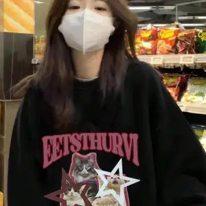 Harfli Grafik Düşük Sweat Beyaz