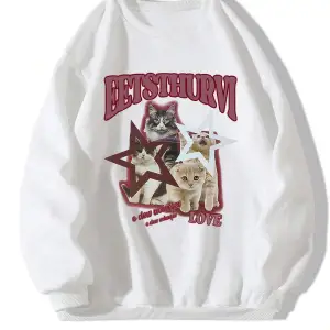 Harfli Grafik Düşük Sweat Beyaz