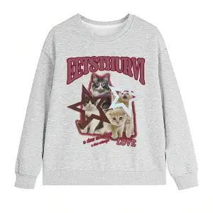 Harfli Grafik Düşük Sweat Beyaz