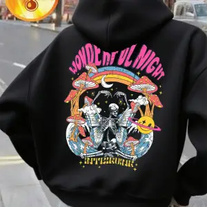 Harika Gece İskelet Baskılar Kapüşonlular Bayan Gevşek Cep Kazaklar Kış Polar Sıcak Tişörtü T