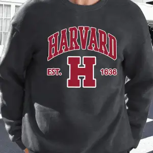 Harvard Est. 1636 Baskılı Erkek Sokak Sweatshirtü Polar Oversize Kazaklar Sonbahar Her Şeyle