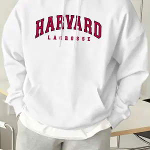Harvard Lacrosse Baskılı Kapüşonlu Üst Erkek Yumuşak Moda Tişörtü Spor Rahat Sokak Giysisi Te