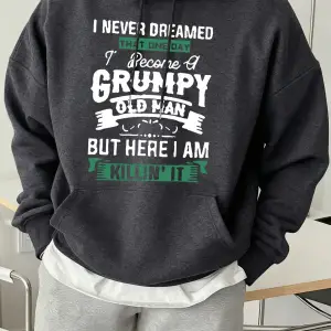 Hassas Yaşlı Adam Oluyorum Baskılı Kapüşonlu Erkek Modası Sokak Giyimleri Günlük Polar Sokak