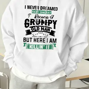 Hassas Yaşlı Adam Oluyorum Baskılı Kapüşonlu Erkek Modası Sokak Giyimleri Günlük Polar Sokak