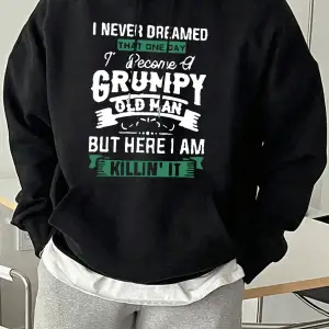 Hassas Yaşlı Adam Oluyorum Baskılı Kapüşonlu Erkek Modası Sokak Giyimleri Günlük Polar Sokak