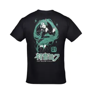 Hatsune Miku Cv01 Vocaloid Ön Arka Baskılı Unisex Siyah
