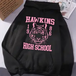 Hawkins Lisesi Baskılı Kapüşonlu Üstler Kadınlar İçin Kışlık Polar Sıcak Sweatshirtler Basit