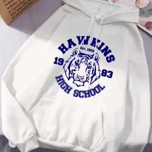 Hawkins Lisesi Baskılı Kapüşonlu Üstler Kadınlar İçin Kışlık Polar Sıcak Sweatshirtler Basit