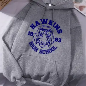 Hawkins Lisesi Baskılı Kapüşonlu Üstler Kadınlar İçin Kışlık Polar Sıcak Sweatshirtler Basit