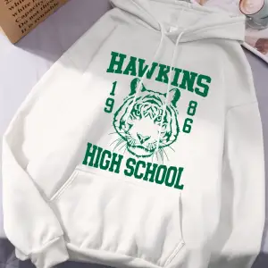 Hawkins Lisesi Baskılı Kapüşonlu Üstler Kadınlar İçin Kışlık Polar Sıcak Sweatshirtler Basit