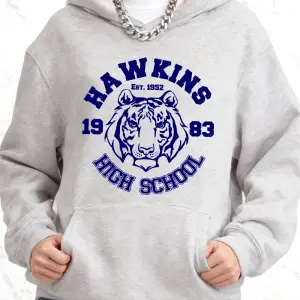 Hawkins Lisesi Baskılı Kapüşonlu Üstler Pamuklu Kadın Kışlık Polar Sıcak Sweatshirtler Bol Ce