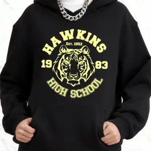 Hawkins Lisesi Baskılı Kapüşonlu Üstler Pamuklu Kadın Kışlık Polar Sıcak Sweatshirtler Bol Ce