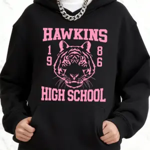 Hawkins Lisesi Baskılı Kapüşonlu Üstler Pamuklu Kadın Sportif Bol Kazak Kışlık Polar Sıcak Sw