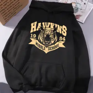 Hawkins Ortaokul Baskılı Kapüşonlu Üstler Kadınlar İçin Kışlık Polar Sıcak Sweatshirtler Basi