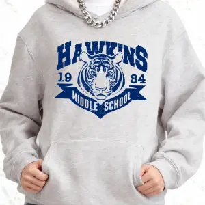 Hawkins Ortaokul Baskılı Kapüşonlu Üstler Pamuklu Kadın Kışlık Bol Kazak Polar Sıcak Sweatshi