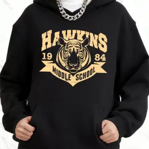 Hawkins Ortaokul Baskılı Kapüşonlu Üstler Pamuklu Kadın Kışlık Bol Kazak Polar Sıcak Sweatshi