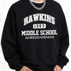 Hawkins Ortaokul Erkekler İçin Baskılı Sweatshirt Oversize Kazak Sonbahar Sıcak O-Yaka Spor G