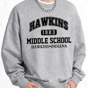 Hawkins Ortaokul Erkekler İçin Baskılı Sweatshirt Oversize Kazak Sonbahar Sıcak O-Yaka Spor G