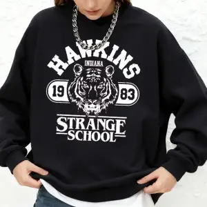 Hawkins Strange School baskılar Tişörtü Kadın Kış Polar Sıcak Kapüşonlular Bisiklet Yaka Jogg