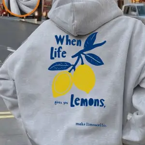 Hayat Size Limonlar Getirir Baskılı Kapüşonlu Üstler Kadın Günlük Basit Sweatshirtler Temel C