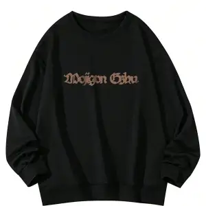 Heart Pattern Drop Shoulder Pullover Siyah