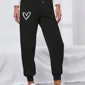 Heart Print Drawstring Waist 4 Mevsim Eşofman