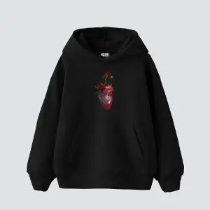 Heart&Rose Baskılı Oversize Unisex Premium Siyah