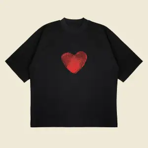 Heartprint Baskılı Oversize Unisex Pamuklu Nefes Alan Kalın Kumaşlı