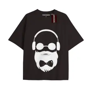 HEDİYE PAKETİ Unisex Oversize Yazılı Tshirt SİYAH