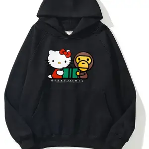 hello and milo Baskılı oversize sweatshirt gri