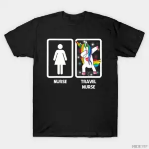 Hemşire vs Seyahat Hemşiresi Dabbing Unicorn Komik T-shirt Erkekler Kadınlar Için % 100% Pamu