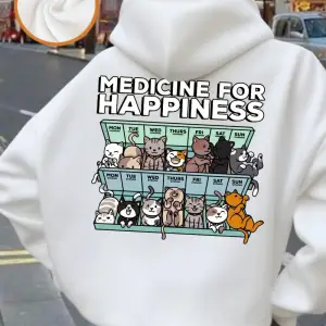 Her Gün Yavru Kedi Baskılı Kapüşonlu Üstler Kadınlar Kışlık Polar Sıcak Sweatshirtler Temel C