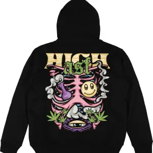 High Asf Siyah Oversize Unisex Kapüşonlu Sweatshirt Hoodie