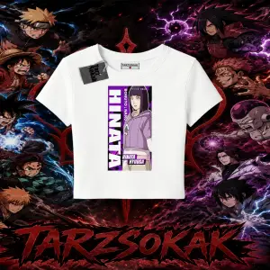 Hinata Hyuga Naruto Anime Karakteri Kadın Baby Tee Beyaz
