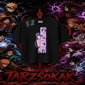 Hinata Hyuga Naruto Anime Karakteri Kadın Baby Tee Beyaz