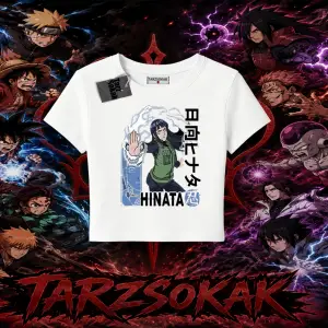 Hinata Hyuga Naruto Anime Karakteri Kadın Baby Tee Beyaz