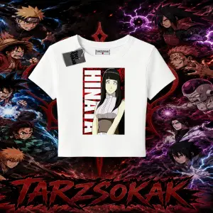 Hinata Hyuga Naruto Anime Karakteri Kadın Baby Tee Beyaz