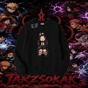 Hinata Hyuga Naruto Anime Karakteri Oversize Unisex Bisiklet Yaka Sweatshirt Beyaz