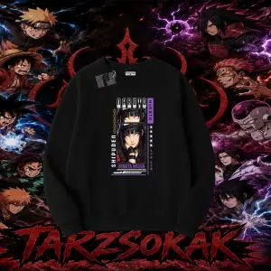 Hinata Hyuga Naruto Anime Karakteri Oversize Unisex Bisiklet Yaka Sweatshirt Beyaz