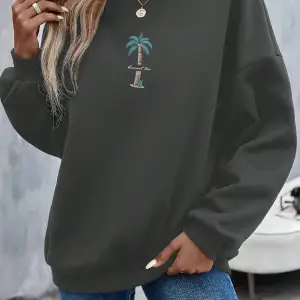 Hindistan Cevizi Ağacı Desenli Sweat Beyaz