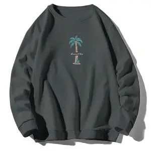 Hindistan Cevizi Ağacı Desenli Sweat Beyaz