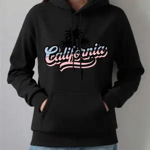 Hindistan cevizi Ağacı Kaliforniya Baskılar Hoodie Kadın Rahat Gevşek Kazak Kış Polar Sıcak K