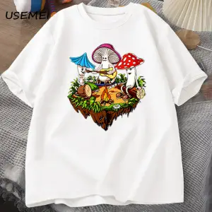 Hippi Sihirli Mantar Tshirt Komik Grafik T Shirt Streetweed 90s erkek T-shirt Adam Hippi Pamu 2954