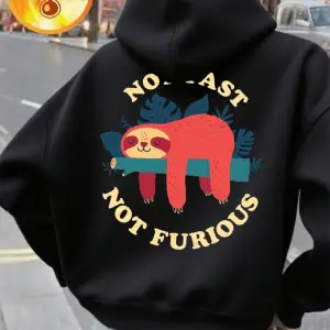 Hızlı Değil Öfkeli Değil Tembellik Baskılı Kapüşonlu Üstler Kadınlar Kışlık Polar Sıcak Sweat