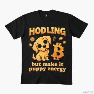 Hodling But Make It Puppy Energy Erkek Kadın Tişörtü %100 Pamuklu Tişörtler Kısa Kollu Üstler